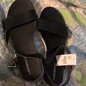 Lane Bryant black sandals man made materials nib